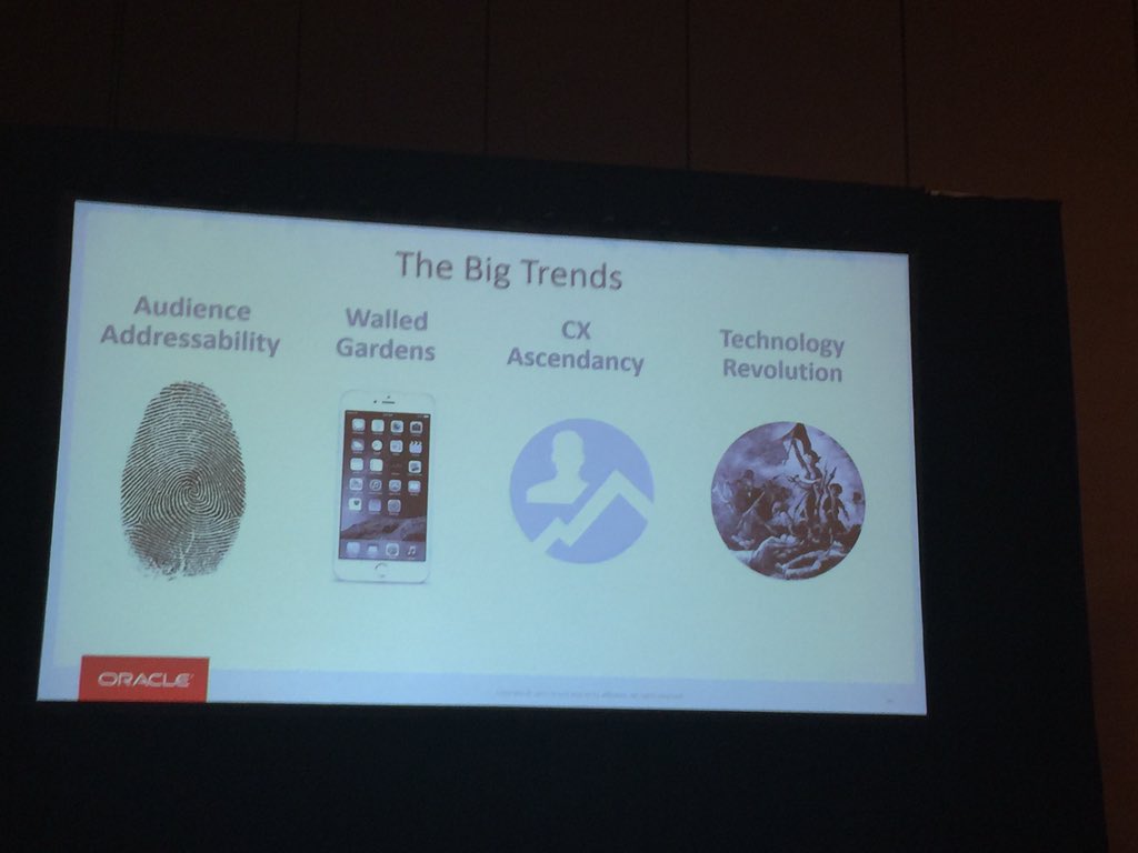 sinutkomorgan's tweet photo. Top trends driving the convergence of Martech and Adtech. @AlexHooshmand #OpenWorld2015 @OracleMktgCloud https://t.co/jqqHg3ALVW