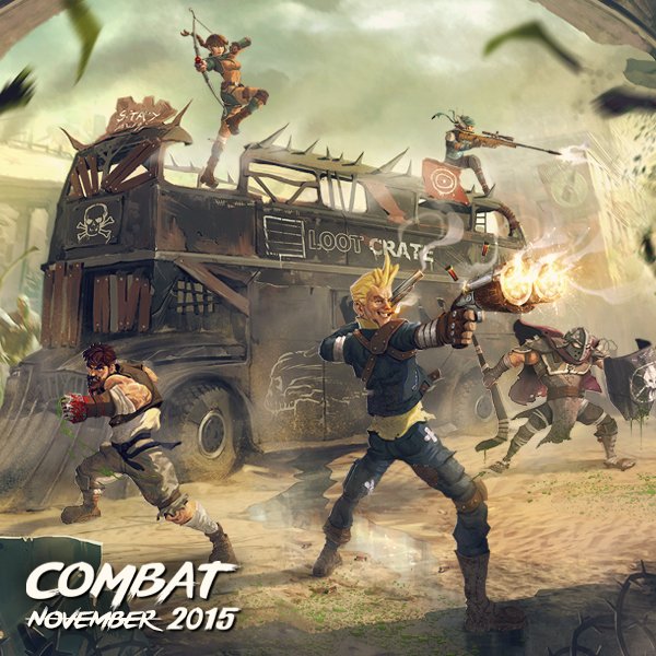 lootcrate's tweet photo. November's theme is #COMBAT! incl #StreetFighterV #Fallout4 #HungerGames @BlizzardCS &amp; MORE! https://t.co/ZhKw3lKNAF https://t.co/zfGfZvizRs