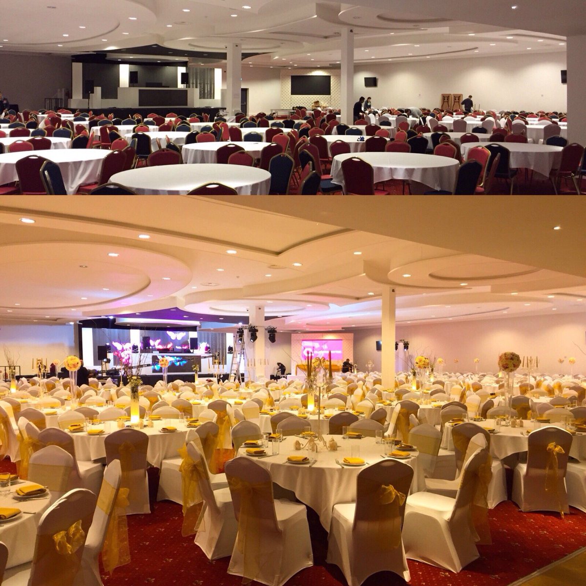 NicheDecor's tweet photo. Before &amp; after of a wedding we did earlier this year and the venue was fully transformed within 3 hours #Wedding https://t.co/yUOMREIiPt