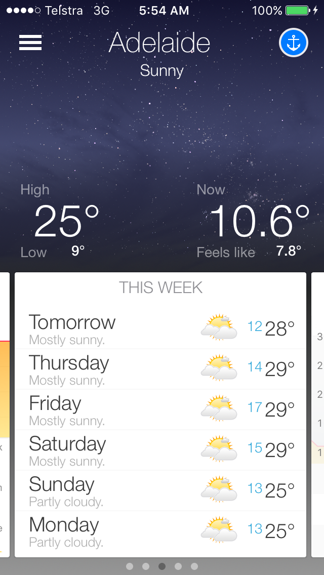 pluke17's tweet photo. Perfect spring weather for the next 7 days #weatherau #Adelaide wouldnโt mind a drop of rain at the the end though https://t.co/CtPeAQXHci
