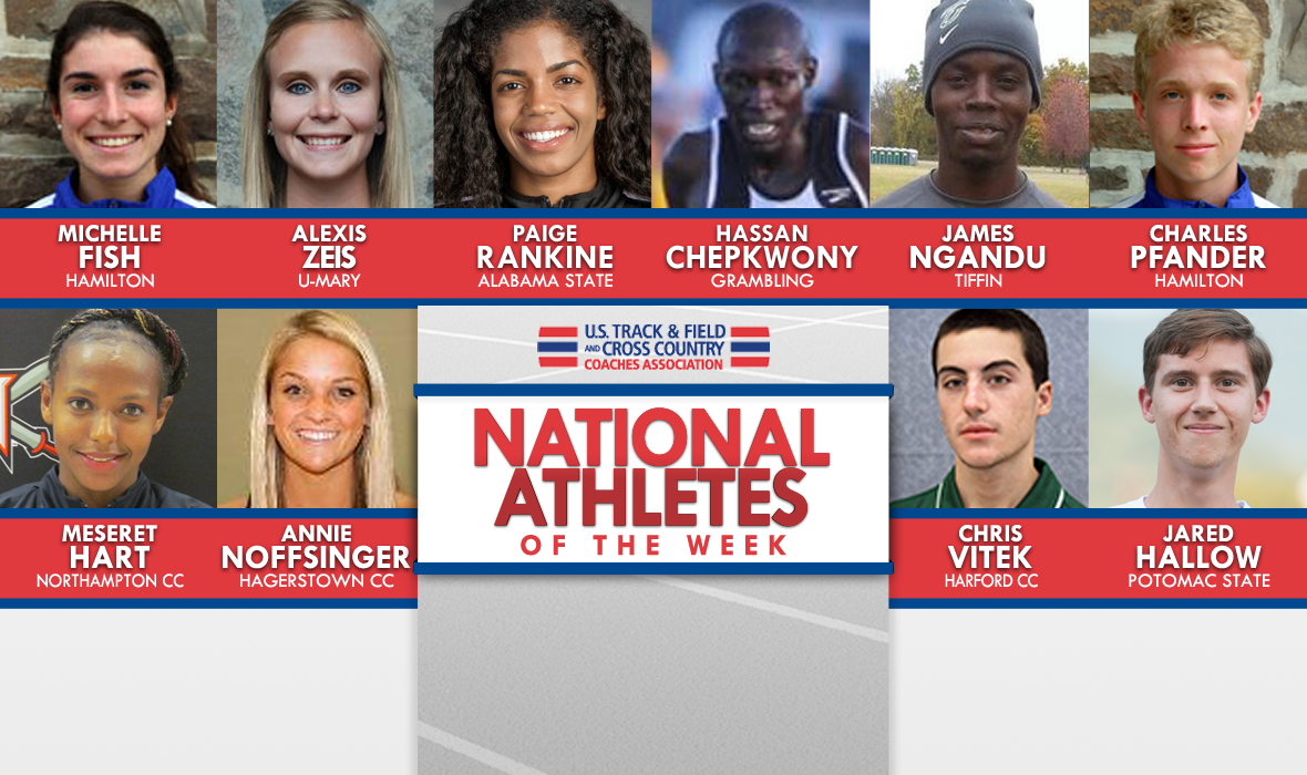 USTFCCCA's tweet photo. Congrats to this week's NCAA &amp; NJCAA National Athletes of the Week.

https://t.co/IUkageCcvV https://t.co/iQQ23CKXGG