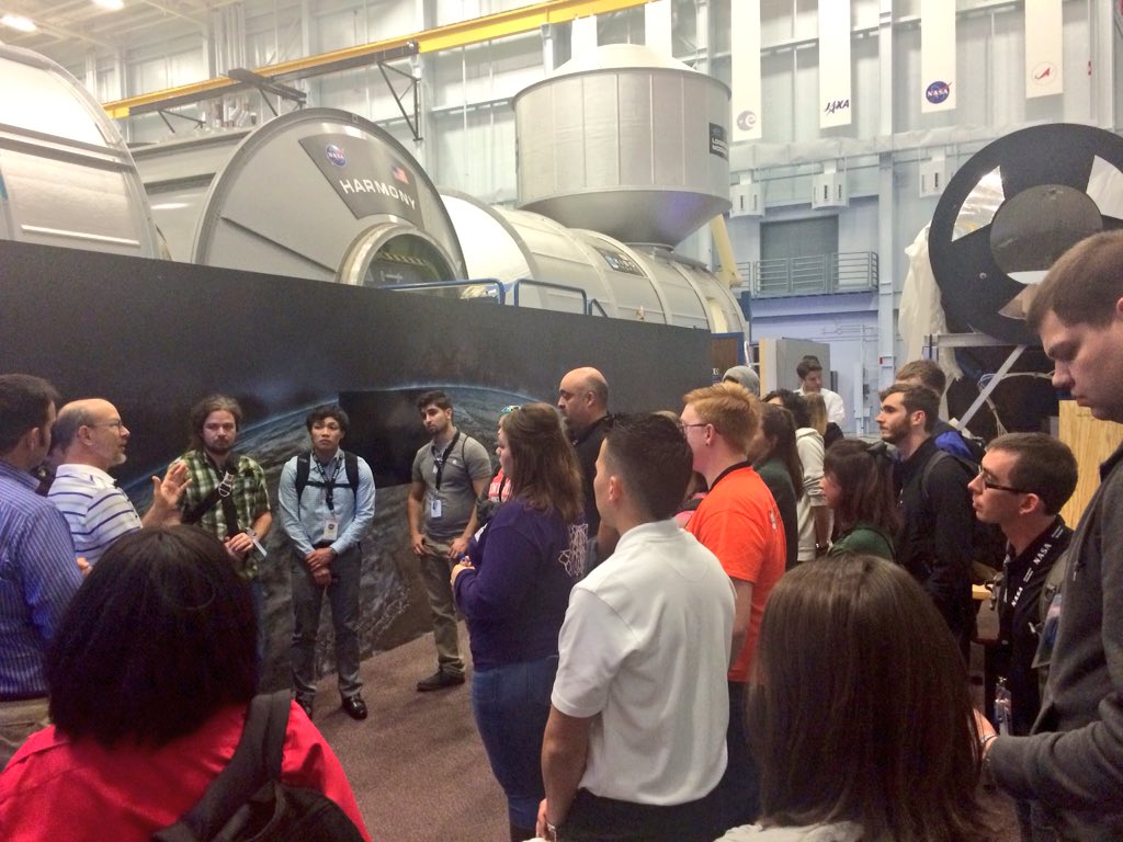 Bethany_Watson's tweet photo. #NCAS2015 Navy & Gold teams getting a tour of #JSC's Space Vehicle Mockup Facility #Building9 https://t.co/Qq9aGormbC
