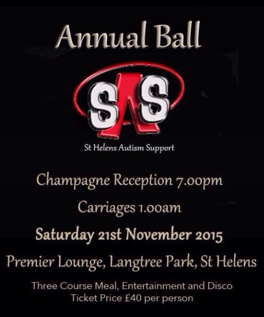 StHAutismSuppor's tweet photo. Our Charity Ball almost sold out if interested email enquiries@sthautismsupport.org.uk. #sthelenshour https://t.co/iqWfEoa2Il