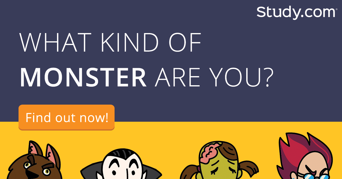 Studydotcom's tweet photo. What's your #studymonster? Find out and get 1 FREE month! #midterms #halloween https://t.co/rewkUPrydQ https://t.co/7uijTSSc8T