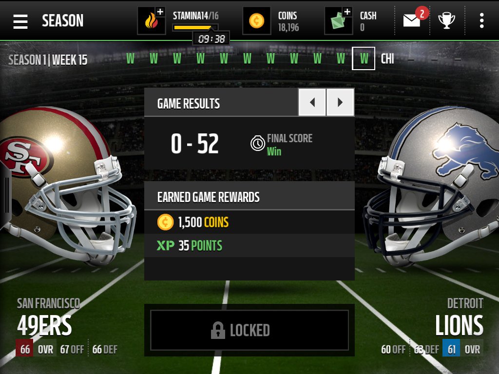 AAdcouey's tweet photo. 52-0 my first win around 50 points @EAMaddenMobile https://t.co/qGMXJ47XmM