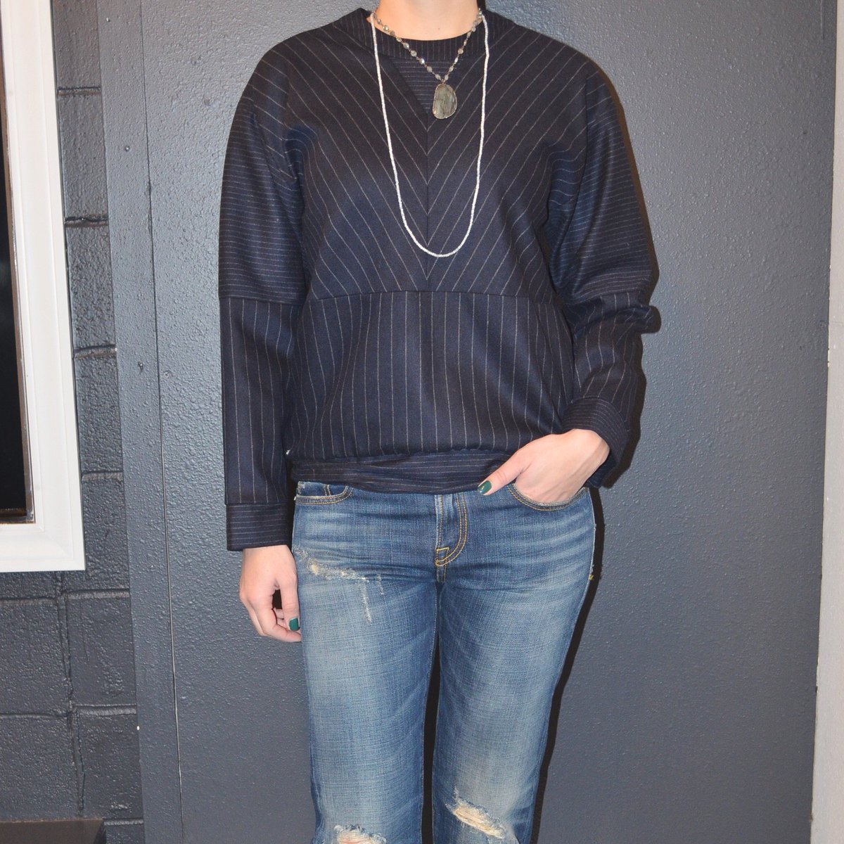 Lareeboutique's tweet photo. New Pinstripe Sweatshirt by @eachotherparis Artists! Coming soon to https://t.co/Sh3Br5RsHB! https://t.co/I0OIlup8Dr