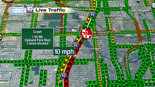 Crash on I-95 NB at Oakland Park Blvd. Speeds at 10mph #traffic #broward @JeniseFernandez https://t.co/VrPP6luruA