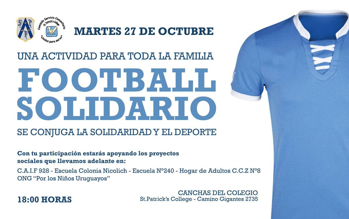 OldSampa's tweet photo. Se viene el #FootballSolidarioSampa!!! Martes 18:00 en el colegio. Una actividad para toda la familia! Por favor RT. https://t.co/lwyRffYQ5S