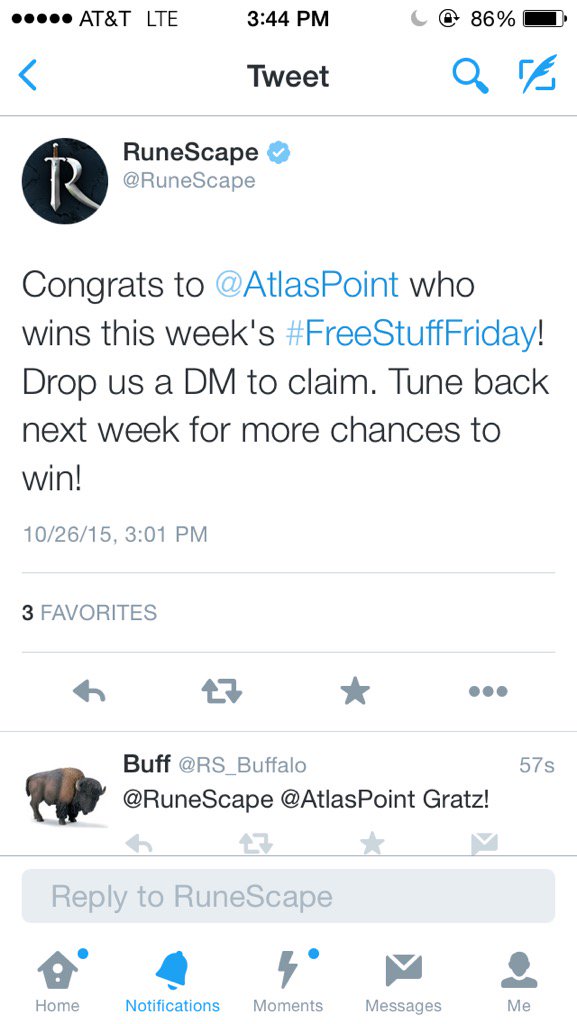 AtlasPoint's tweet image. Thanks @RuneScape and everyone who congratulated me, you just made my crappy day an amazing one!