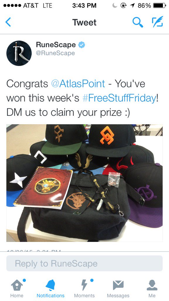 AtlasPoint's tweet image. Thanks @RuneScape and everyone who congratulated me, you just made my crappy day an amazing one!