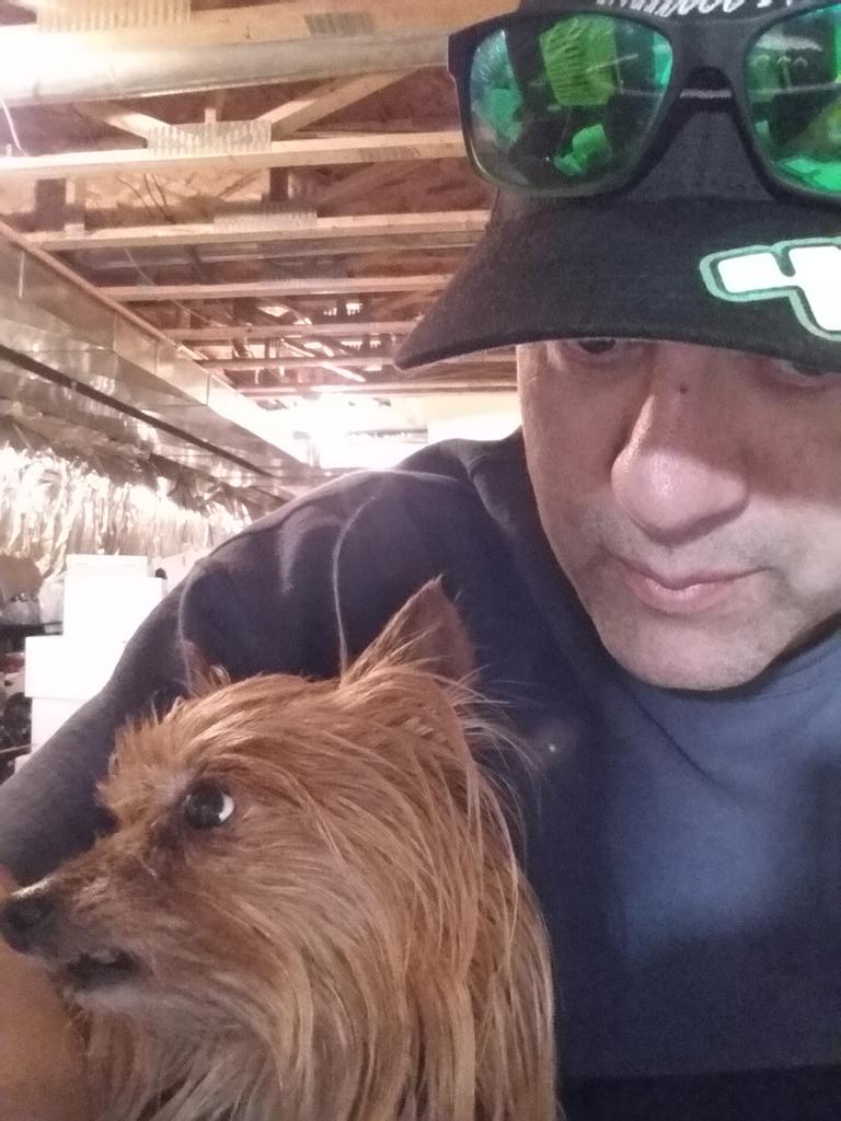 msenicaracing's tweet photo. Hangin with @cleopatrasenica and working from my basement #nascar #2016 #BellPlantation #BuckFishman https://t.co/qMGJbscL84