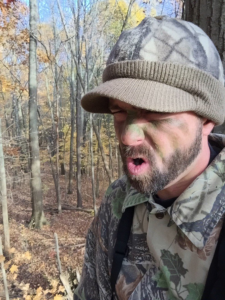 When the neighbor decides to tackle yard work as soon as you sit in your stand!