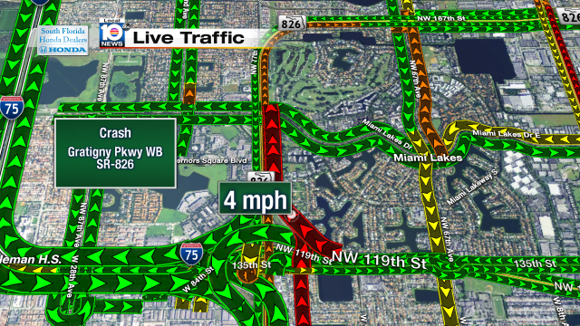 Crash on Gratigny Pkwy WB approaching SR-826. Speeds 4mph #traffic #miami @JeniseFernandez https://t.co/YUHMOvut6U