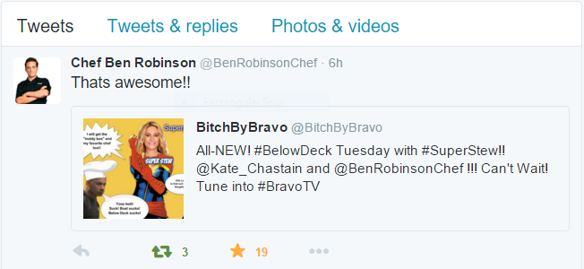 BitchByBravo's tweet image. #BelowDeck It&apos;s a Happy Monday when your #FaveChef @BenRobinsonChef likes your work!! Can&apos;t wait to see Tues episode
