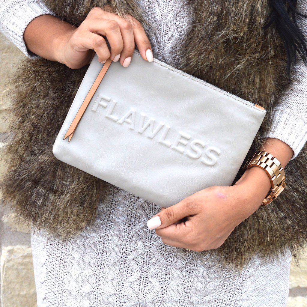 MadelleynL's tweet photo. Furry and flawless... Conversational clutch is from @BananaRepublic #itsbanana 🍌 new post: https://t.co/5ESYHsmMtT https://t.co/moHy0MKj1T