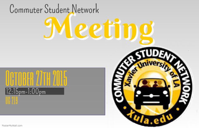 XULA_CSN's tweet photo. COMMUTER STUDENT MEETING TOMORROW! COME LEARN ABOUT WHATS GOING ON AND GET A FREE MEAL https://t.co/aY946G9ZY8