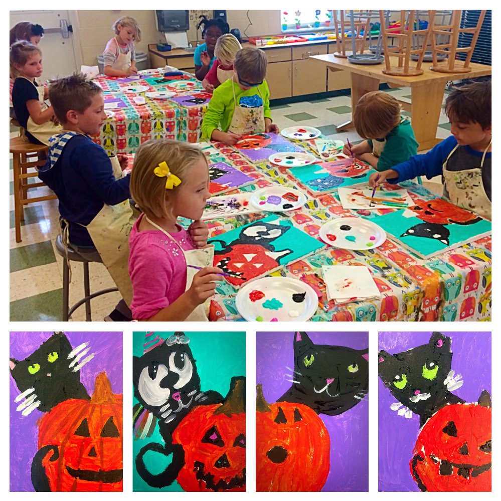 paintitkids's tweet image. Look at these fun Halloween Cats we painted today at Stonegate! Cute!!! @ZCSStonegate #introtopaint