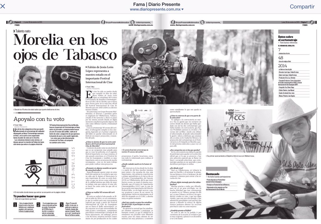 PatriciaAragon (@patriciaaragonl) on Twitter photo Mis felicitaciones a <a href="/fabianleon_fict/">Fabián León López</a> por su primer participación como director en <a href="/FICM/">Morelia Film Fest</a> Mis felicitaciones a <a href="/fabianleon_fict/">Fabián León López</a> por su primer participación como director en <a href="/FICM/">Morelia Film Fest</a>