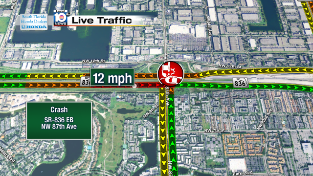 Crash on SR-836 EB at NW 87th Ave. Speeds at 12mph #traffic #miami @JeniseFernandez https://t.co/5OFWOwqfYG