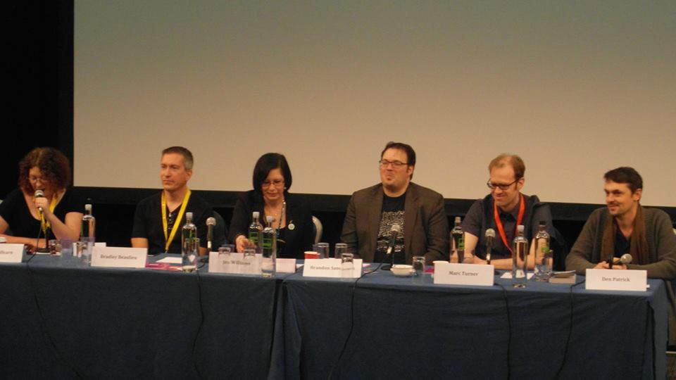 sennydreadful's tweet photo. with thanks to the fab @SophieETallis - the Here Be Dragons panel at #FCon2015, with some awesome fantasy peeps :D https://t.co/Yvlq2dsh7C