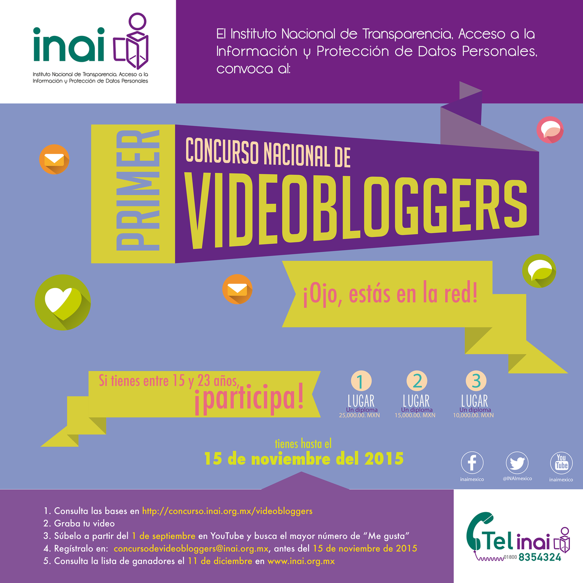 cadenapolitica's tweet image. .@INAImexico invita a participar en el 1er Concurso Nacional de #Videobloggers
#CadenaPolitica @f_javier_acuna