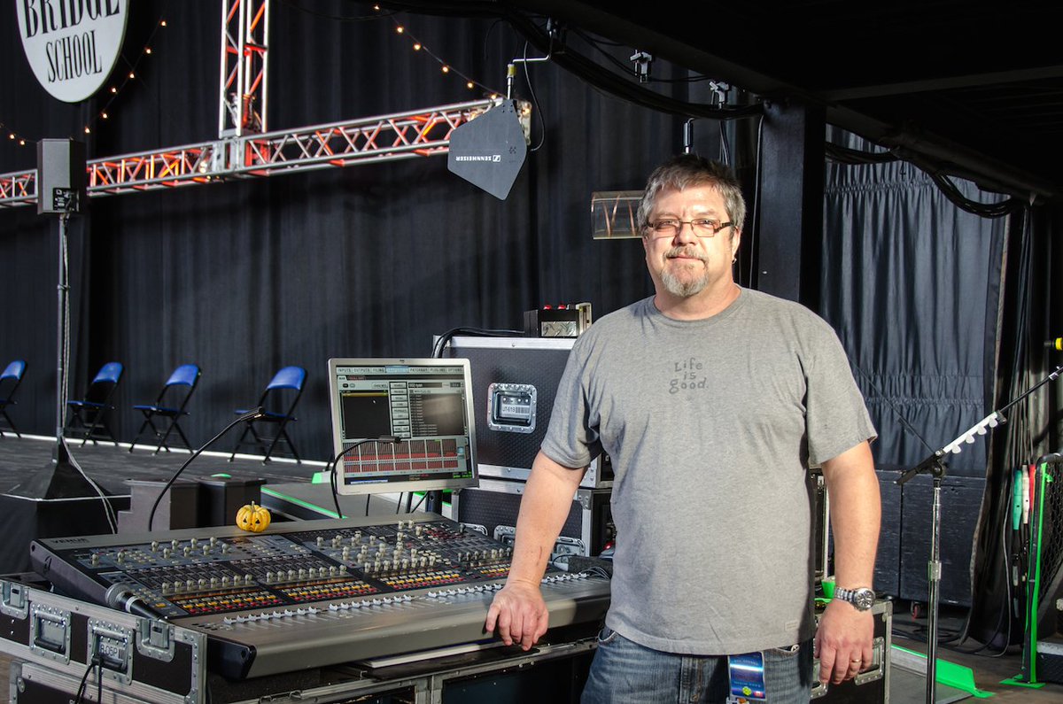 AvidLiveSound's tweet photo. Steve McCale mixing monitors for Sheryl Crow at the annual Bridge School Benefit #livesound #bridgeconcert #avid https://t.co/4DnuBkC7h6
