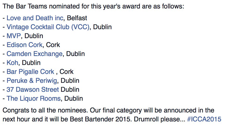 ICCAcocktails's tweet photo. Which team will come out on top this year? Here are the nominations for this Best Bar Team award for #ICCA2015: https://t.co/nEeIbbfy4Y