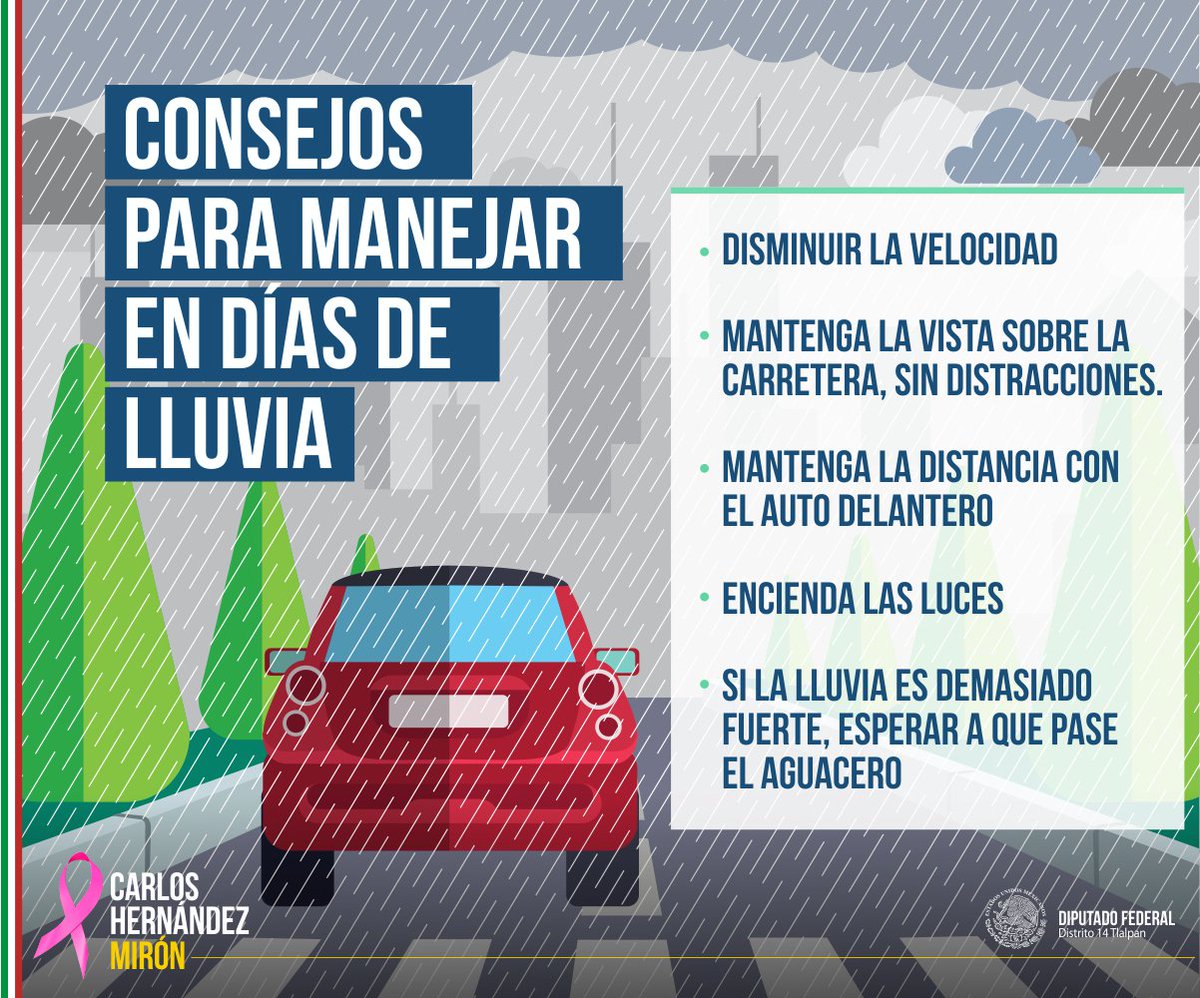 miron_carlos's tweet photo. Se viene una semana de lluvias en la #CDMX, comparto estos consejos para manejar bajo la lluvia. https://t.co/4NyYWhQ1km