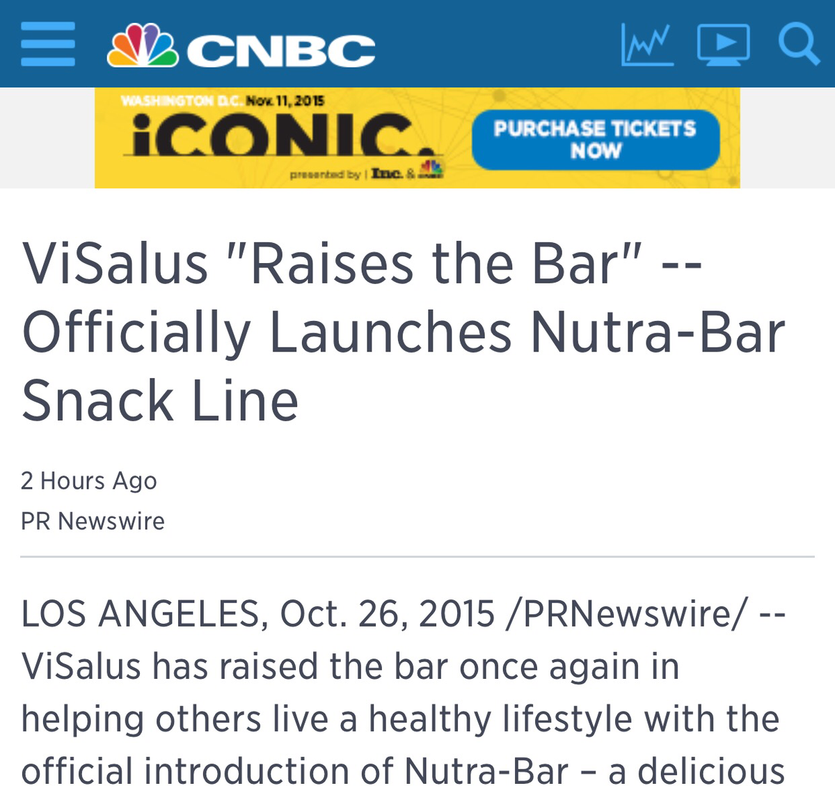 ViShapeShake's tweet photo. The news it out... the Bar has been raised. @CNBC: https://t.co/vQhxQwh1MZ #nutrabar #raisethebar https://t.co/XJwDDo785o