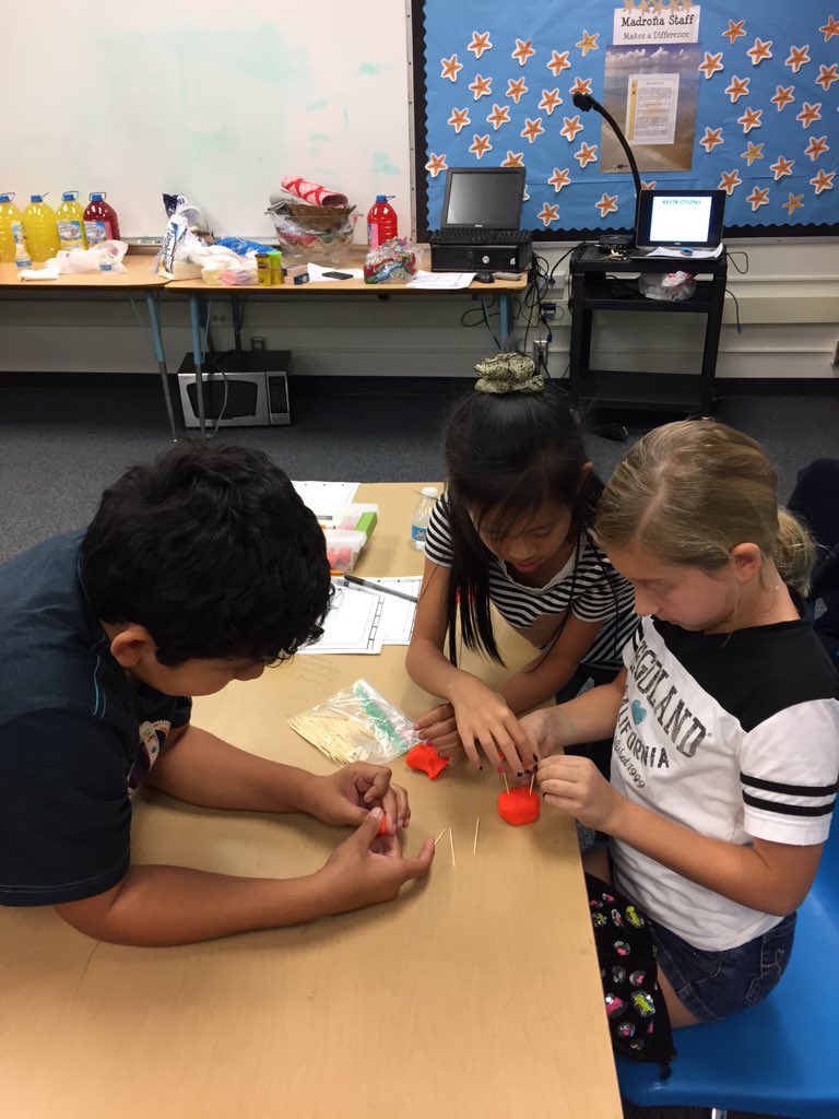 MadronaMustangs's tweet photo. After school STEM enrichment activity - Tower challenge!  Beginning stages... https://t.co/Qs85tXimnv