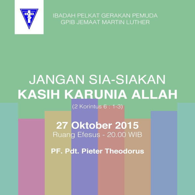 So guys, Ibadah GP kita malam ini temanya keren loh.....yuks kita dateng nanti malam jam 8 mlm don't missed ya guys