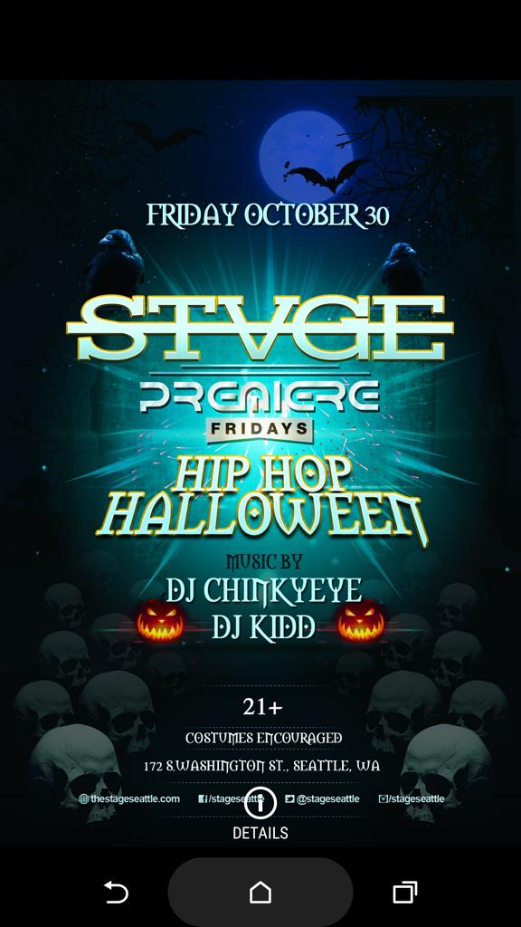 GilltheReal's tweet photo. Its Fright Night at STAGE Fridays, Come see the Seattle's newest spot w/ @MissCasanova03 @Lawrencemepps @ajax206 https://t.co/cHBWHlCqHx