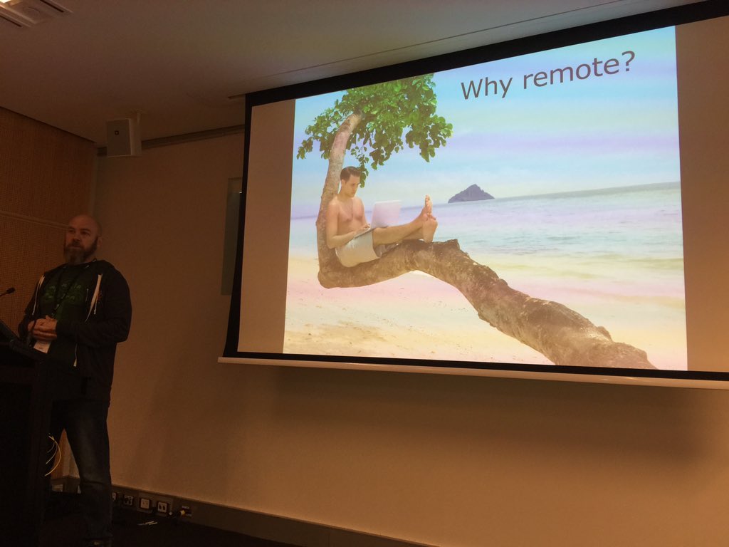 GCAPConf's tweet photo. "I tried to find the most outlandish remote working photos I could" @TonyAlbrecht #GCAP2015 https://t.co/4388EETGI1