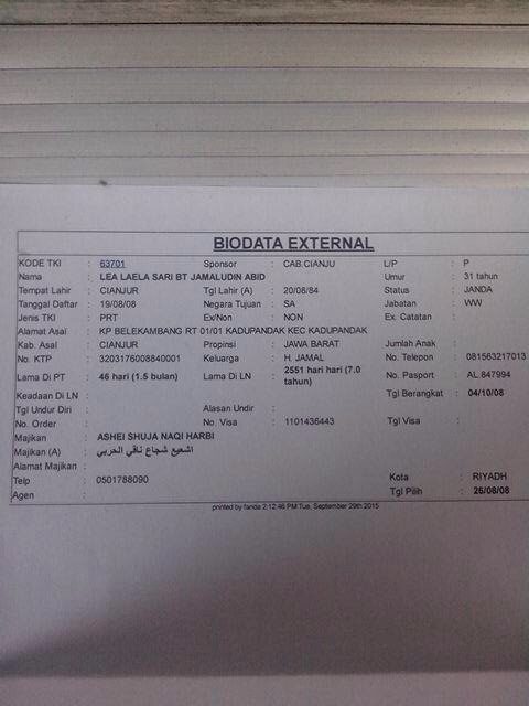 Nich contoh dan No visa dan pasport saya Pak