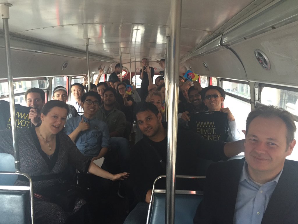 PiivotSydney's tweet photo. Piivot Startup Party Bus @cityofsydney #piivotstartupweek #piivot @thai_huynh https://t.co/WSnzU9V9wq