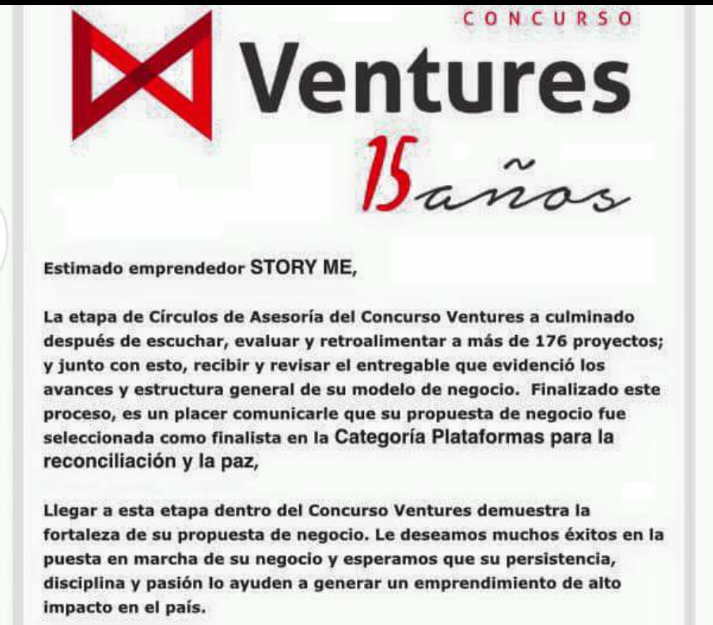 StoryMe_co's tweet photo. STORY ME finalista en Concurso @venturesco ! Estamos felices! @AppsColombianas @AreaDosCO @ViveLabAtco https://t.co/s7kocCo05L