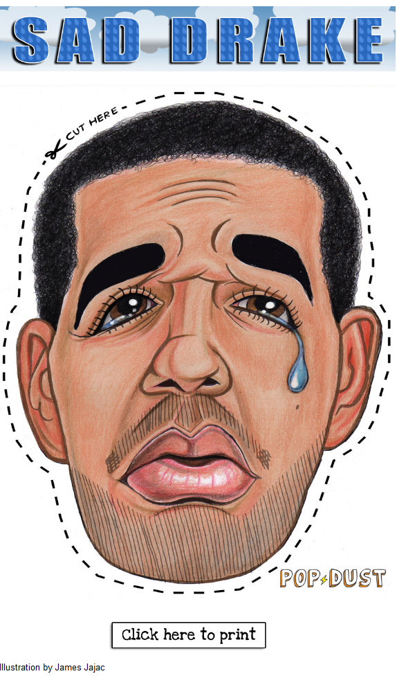 CageShow's tweet photo. Here is your #SadDrake costume.  #JustCutItOut. #EmoDrake https://t.co/Vv2dNqH6nf