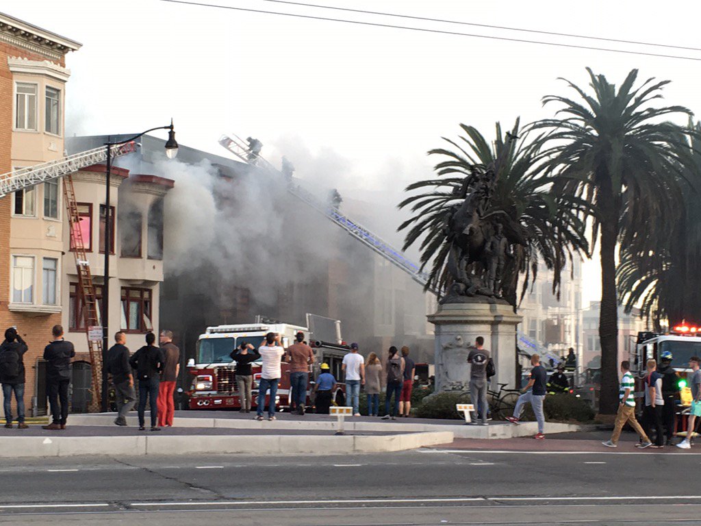 deutsch's tweet photo. @HoodlineSF fire in apt complex at market and dolores https://t.co/eOhUK2gpnS
