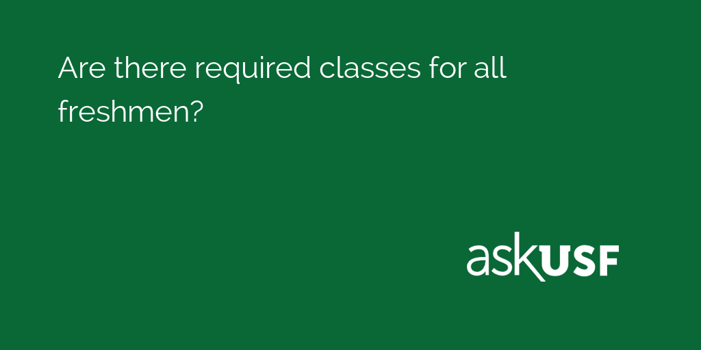 Ask_USF's tweet photo. Are there required classes for all freshmen?

Find out here: https://t.co/biJJESfbSg https://t.co/pzwTuXc65n