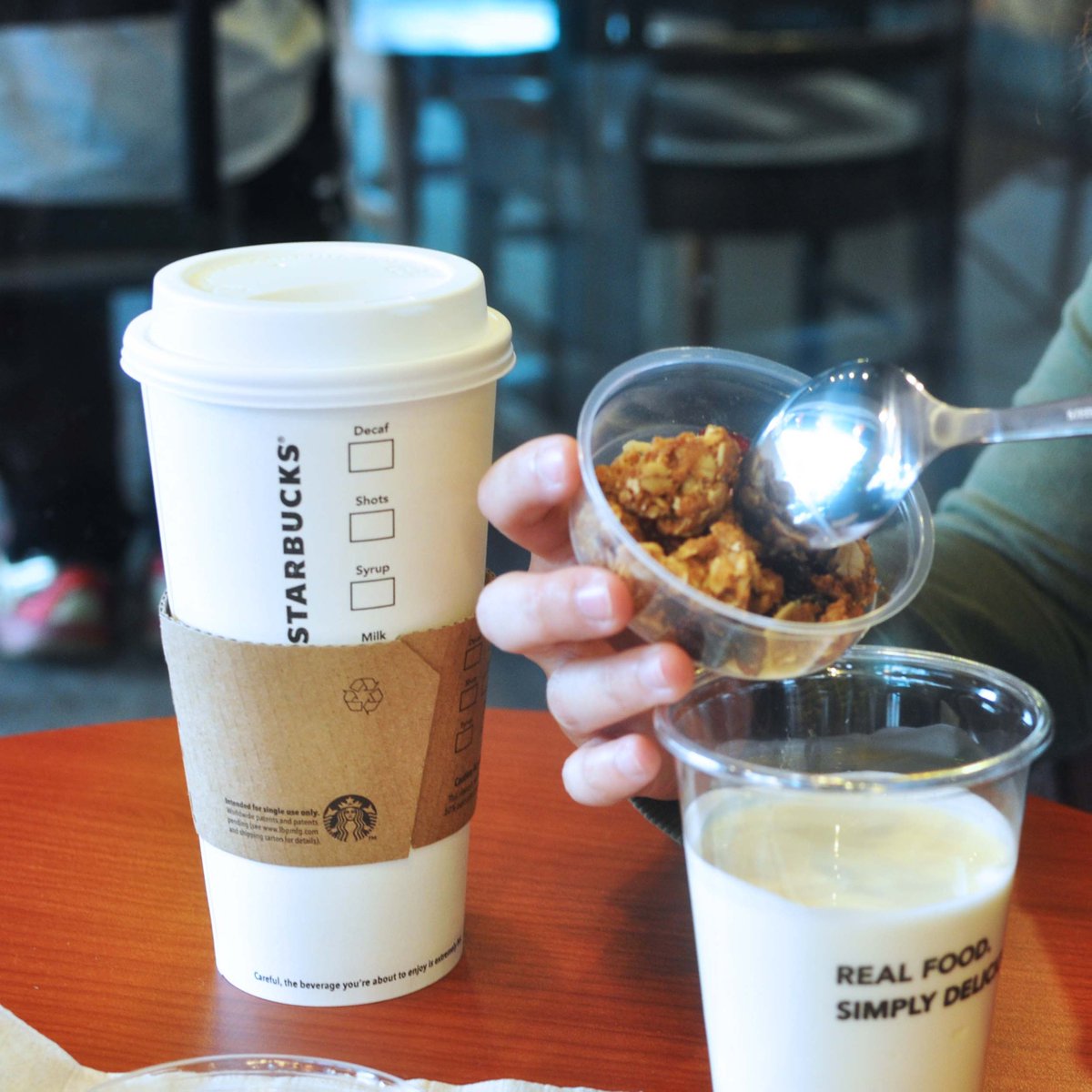 StarbucksMY's tweet photo. Purchased our beverage to go &amp; added RM6 to for our favourite Greek Yogurt with granolas. Available till 11am https://t.co/N5QqJ2SE3Y