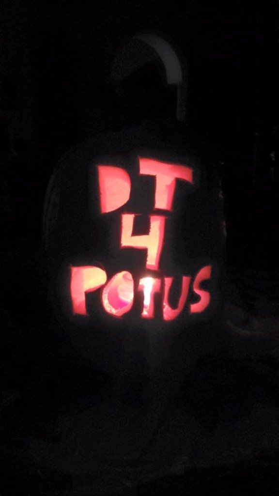 Amsdelicious's tweet photo. @realDonaldTrump this is how my nephew wanted to carve his pumpkin https://t.co/Ku97CkB6XF