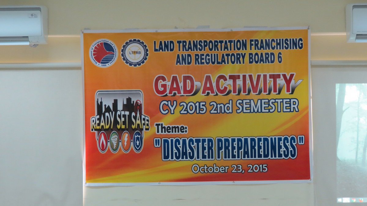 LTFRB6's tweet photo. LTFRB REGION VI GAD Activity 2nd Semester Theme:DISASTER PREPAREDNESS https://t.co/cA6qen1mZf