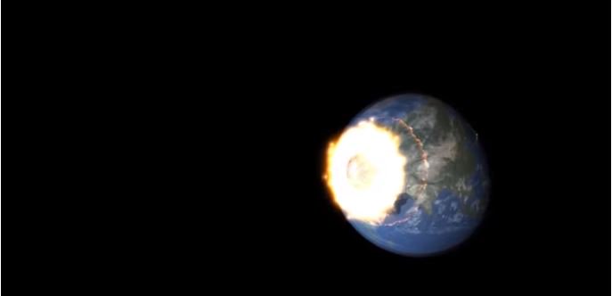pulzo's tweet photo. #Video Impactante: esto es lo que pasaría si la luna se chocara contra la Tierra  https://t.co/5Hx9T7yNuK https://t.co/dsPNsbPs4J