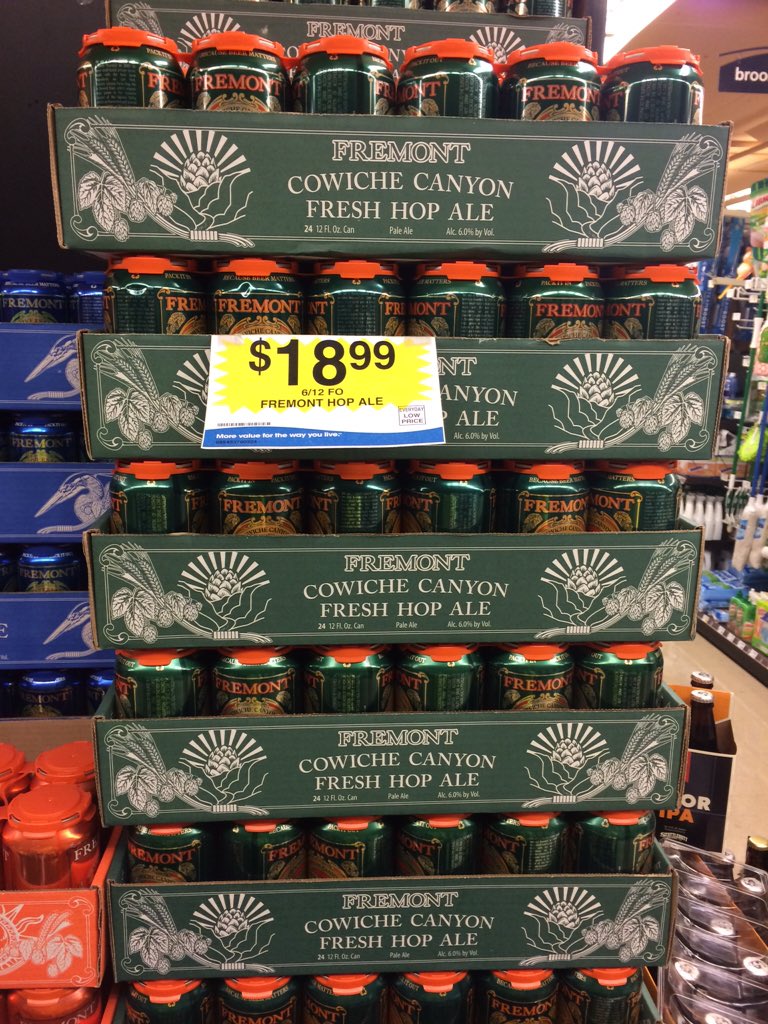 ColinESpence's tweet photo. @fremontbrewing sad to see these fading on a shelf due to a (I'm assuming/hoping) pricing error. https://t.co/mlNXnikeQr