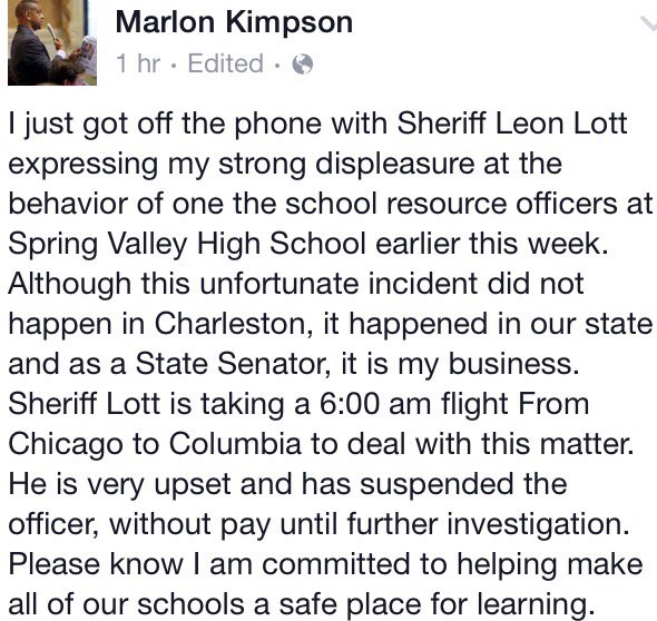 SyllabusMag's tweet image. Thank you @KimpsonForSC 

#assaultatSpringvalley #AssaultAtSpringValleyHigh #deputyfields #BlackLivesMatter