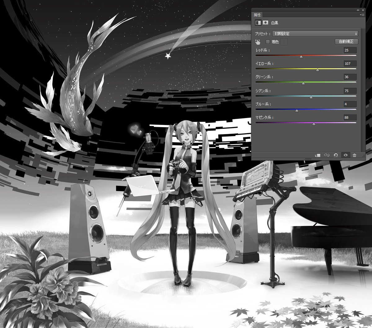 Redjuice 最近気づいたんだけどクリスタ グレースケールレイヤーに変換 すると単純に彩度落としではなく ちゃんと知覚的な輝度に基づいてグレースケールに変換してくれます こんなめんどくさいことしなくてもいいです