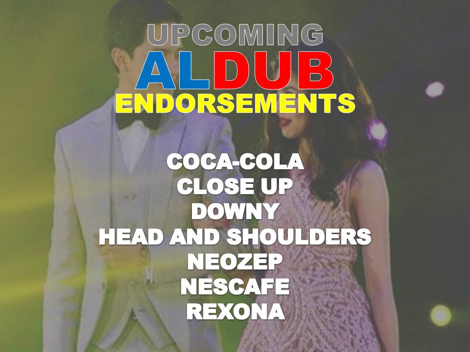 nicholasjrobles's tweet photo. confirmed list of upcoming ALDUB endorsements. #ALDUBPredictions https://t.co/b5VIDeypzh