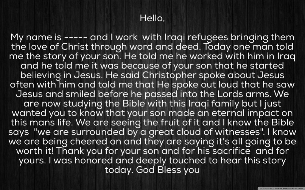 kswanson7005's tweet photo. @gregstier My brother was killed in Iraq in 06 but found ways to #Gospelize until his last breath. #LifethatCounts https://t.co/kSmz38YHv8