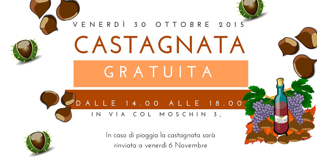 Venerdì 30/10
Venite ad assaggiare le nostre caldarroste 
accompagnate da bibite e vino...
VI ASPETTIAMO NUMEROSI!!!