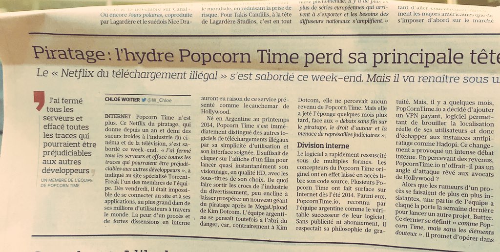 bertrandgie's tweet photo. Adieu #PopcornTime , welcome #butter ? https://t.co/PPYvE3WkIF